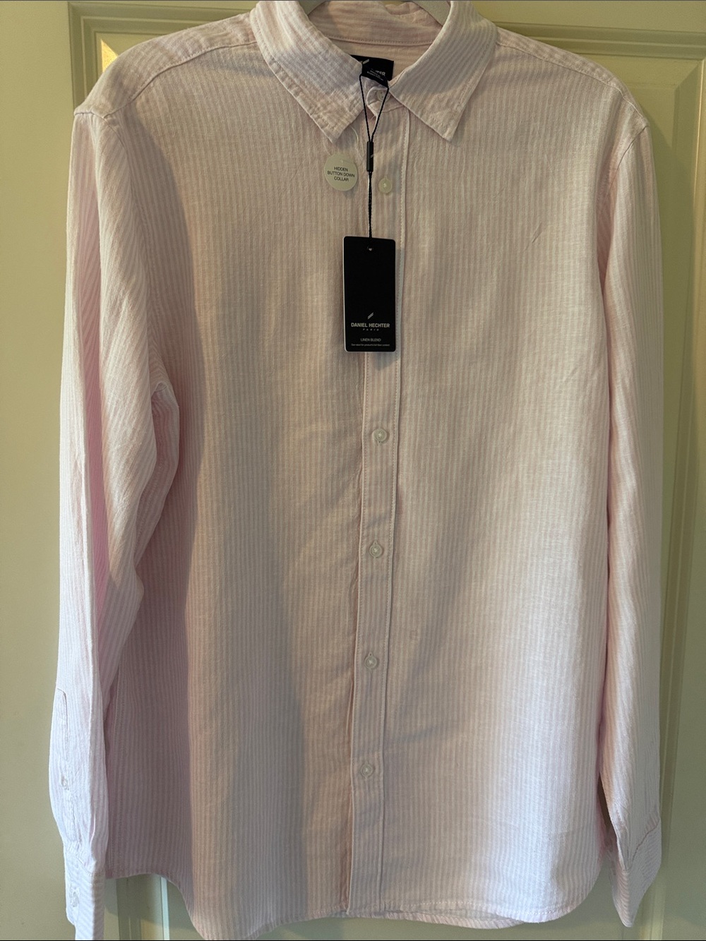 NWT Daniel Hechter Men's Light Pink Pinstripe Button-Up Shirt medium